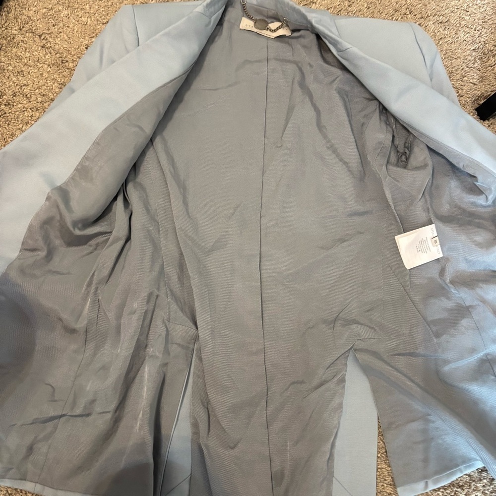 STELLA MCCARTNEY Single-breasted Blazer Jacket In Light Blue Rayon Size 38 - Picture 8 of 10